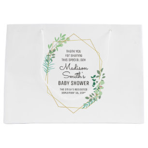 Gastgeschenk für geometrische und grüne Babydusche Große Geschenktüte