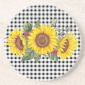 Gastgeschenk für Ladys Gingham & Sunflowers Getränkeuntersetzer (Vorne)