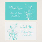 Gastgeschenk Hochzeit Aqua Blue und White Floral (Vorne & Hinten)