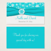 Gastgeschenk Hochzeit Aqua, White, Grau Snowflakes (Vorne & Hinten)