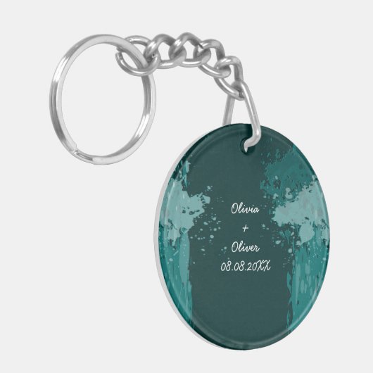 Gastgeschenk Hochzeit aquamariner grüner Schlüssel Schlüsselanhänger (Vorderseite links)