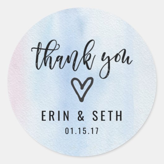 Gastgeschenk Hochzeit Aufkleber blau Danke, Wasser (Vorderseite)