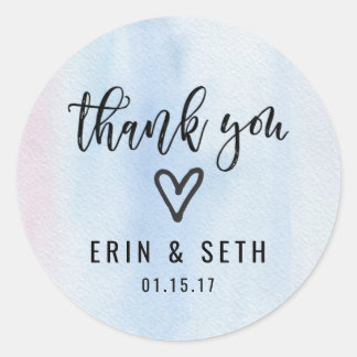 Gastgeschenk Hochzeit Aufkleber blau Danke, Wasser