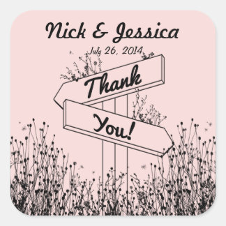 Gastgeschenk Hochzeit-Aufkleber für Wegzeichen Quadratischer Aufkleber