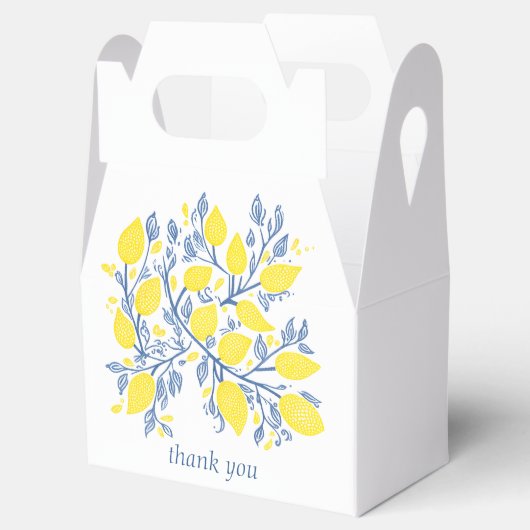 Gastgeschenk Hochzeit aus Blauem und Gelbem Zitron Geschenkschachtel (Geöffnet)