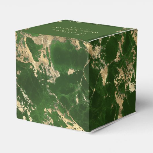 Gastgeschenk Hochzeit aus grünem und goldfarbenem  Geschenkschachtel (Rückseite)