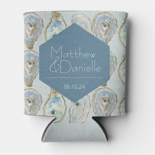 Gastgeschenk Hochzeit Austern Wasserfarben Trinkhu Dosenkühler (Vorderseite)