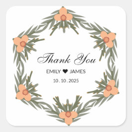 Gastgeschenk Hochzeit Bag - Individuelle Name & Da Quadratischer Aufkleber