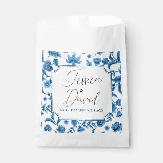 Gastgeschenk Hochzeit Bags Chintz Blue & White Flo Geschenktütchen (Vorderseite)