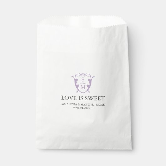 Gastgeschenk Hochzeit Bags Monogram Lilac Lila Geschenktütchen (Vorderseite)
