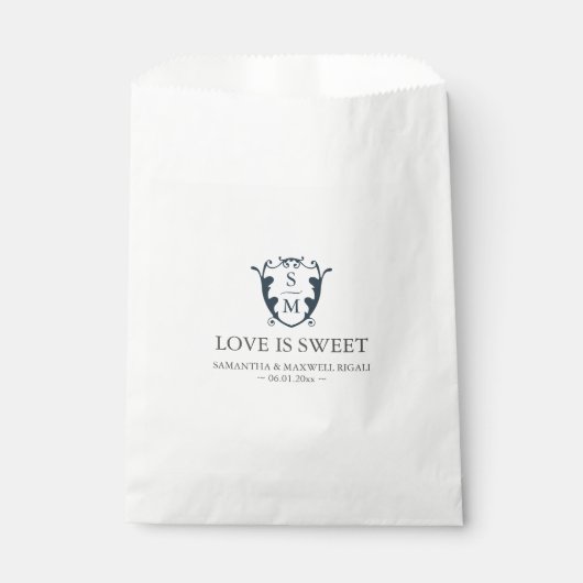 Gastgeschenk Hochzeit Bags Monogram Navy Blue Geschenktütchen (Vorderseite)