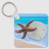 Gastgeschenk Hochzeit "Beach Starfish Sand Dollar" Schlüsselanhänger (Vorderseite)
