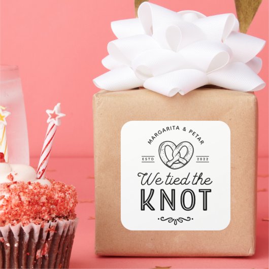 Gastgeschenk Hochzeit Beutel Bretzel Taschen Wir t Quadratischer Aufkleber (Party)