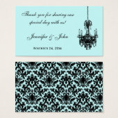 Gastgeschenk Hochzeit Blau, schwarz Damask Kronleu (Vorne & Hinten)