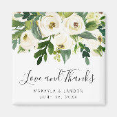 Gastgeschenk Hochzeit Bloral White Roses Grüne Magnet (Vorne)