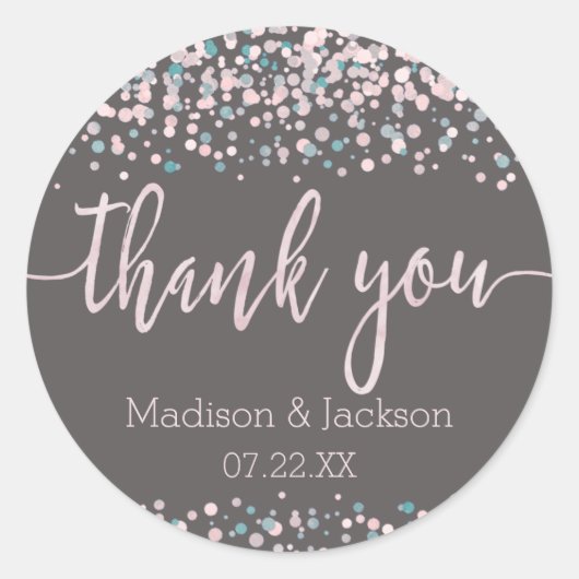 Gastgeschenk Hochzeit Blush Pink Wassercolor Confe Runder Aufkleber (Vorderseite)