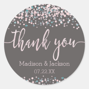 Gastgeschenk Hochzeit Blush Pink Wassercolor Confe Runder Aufkleber