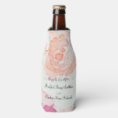 Gastgeschenk Hochzeit Blütenrot Fushia Flaschenkühler (Flaschenvorderseite)