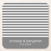 Gastgeschenk Hochzeit Braut Groom Date Streifen gr Rechteckiger Pappuntersetzer (Vorderseite)