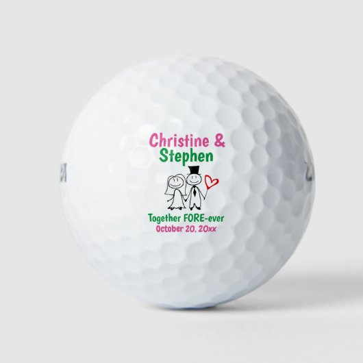 Gastgeschenk Hochzeit Bride Groom Niedlicher Carto Golfball (Vorderseite)