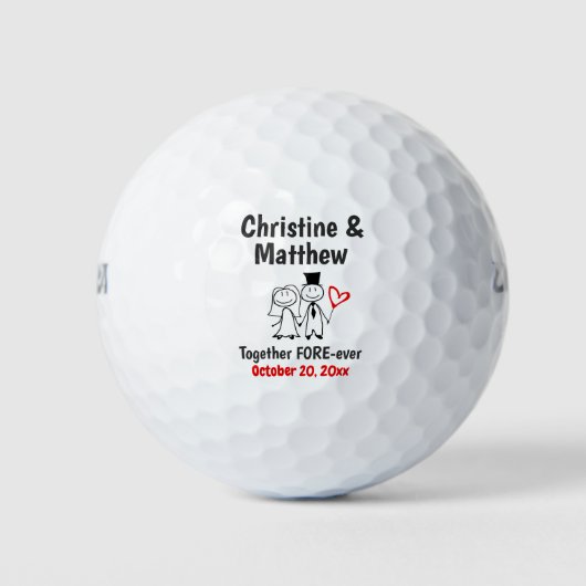 Gastgeschenk Hochzeit Bride Groom Niedlicher Carto Golfball (Vorderseite)