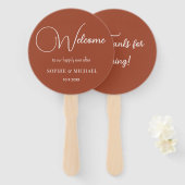 Gastgeschenk Hochzeit Brown White Terracotta Fans Fächer (Vorne und Hinten)