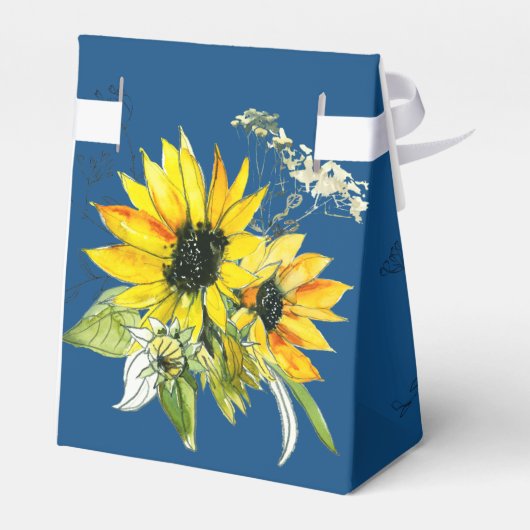Gastgeschenk Hochzeit Classic Blue Sunflower Geschenkschachtel (Rückseite)