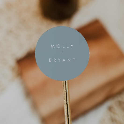 Gastgeschenk Hochzeit Coastal Dusty Aqua Runder Aufkleber