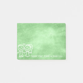 Gastgeschenk Hochzeit Danke Chalkboard Lemon Green Post-it Klebezettel