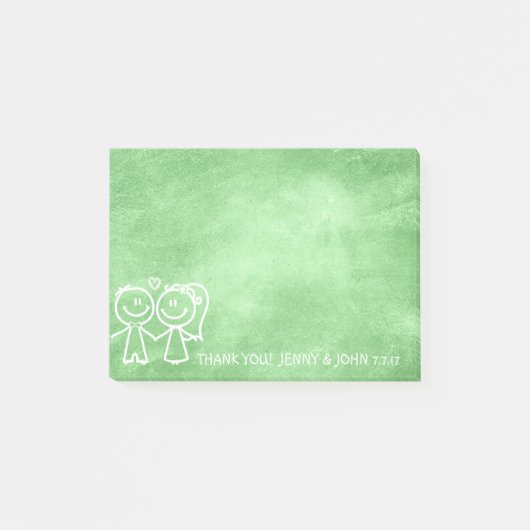 Gastgeschenk Hochzeit Danke Chalkboard Lemon Green Post-it Klebezettel (Vorderseite)