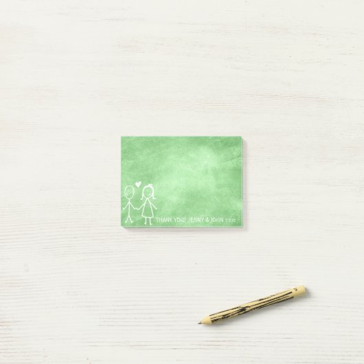 Gastgeschenk Hochzeit Danke Chalkboard Lemon Green Post-it Klebezettel (Auf Schreibtisch)