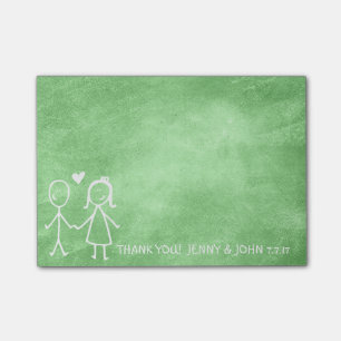 Gastgeschenk Hochzeit Danke Chalkboard Lemon Green Post-it Klebezettel