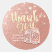 Gastgeschenk Hochzeit danke Couple Mason Jar Rose  Runder Aufkleber (Vorderseite)