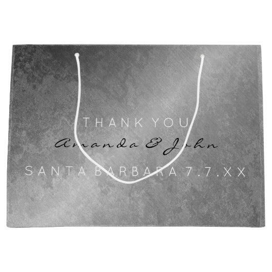 Gastgeschenk Hochzeit Danke, Gray Silver Grungy Große Geschenktüte (Vorderseite)