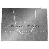 Gastgeschenk Hochzeit Danke, Gray Silver Grungy Große Geschenktüte (Rückseite)