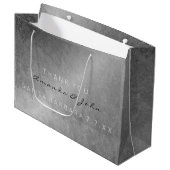 Gastgeschenk Hochzeit Danke, Gray Silver Grungy Große Geschenktüte (Vorderseite Schrägansicht)