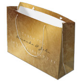 Gastgeschenk Hochzeit Danke, Jubiläum Gold Grungy Große Geschenktüte (Rückseite Schrägansicht)