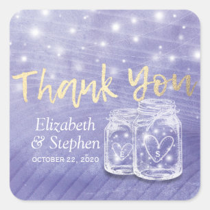 Gastgeschenk Hochzeit danke Mason Jars & String Li Quadratischer Aufkleber