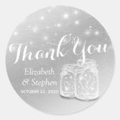 Gastgeschenk Hochzeit danke Mason Jars & String Li Runder Aufkleber (Vorderseite)