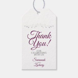 Gastgeschenk Hochzeit Danke White mit Cassis Lila Geschenkanhänger