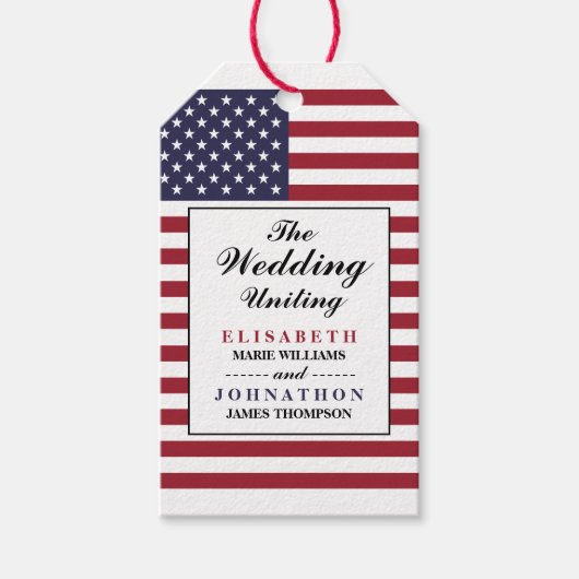 Gastgeschenk Hochzeit der amerikanischen Flagge Geschenkanhänger (Vorderseite)