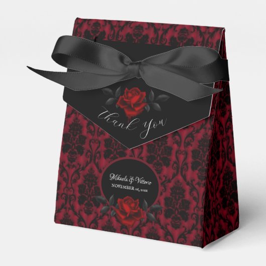 Gastgeschenk Hochzeit der dunklen Gothic-Rose Geschenkschachtel (Vorderseite)