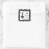 Gastgeschenk Hochzeit der Kronleuchter aus Schwarz Quadratischer Aufkleber (Tasche)