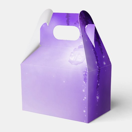 Gastgeschenk Hochzeit der lila verzauberten Waldfa Geschenkschachtel (Vorderseite)