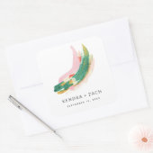 Gastgeschenk Hochzeit der Modernen Kunst Paint Str Quadratischer Aufkleber (Umschlag)