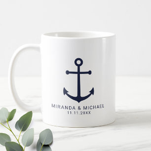Gastgeschenk Hochzeit der modernen Nautischen Mari Kaffeetasse