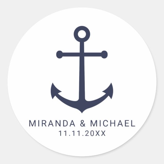 Gastgeschenk Hochzeit der modernen Nautischen Mari Runder Aufkleber (Vorderseite)