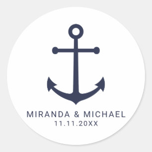 Gastgeschenk Hochzeit der modernen Nautischen Mari Runder Aufkleber
