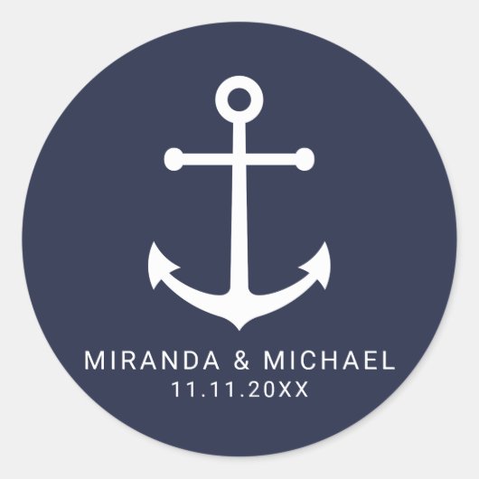 Gastgeschenk Hochzeit der modernen Nautischen Mari Runder Aufkleber (Vorderseite)