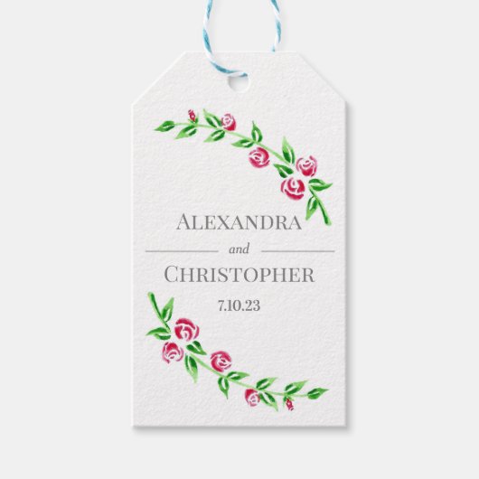 Gastgeschenk Hochzeit der romanischen Rose Geschenkanhänger (Vorderseite)